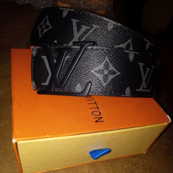 Men's Designer Black Leather Belt Size 48 - Picture 5 of 6